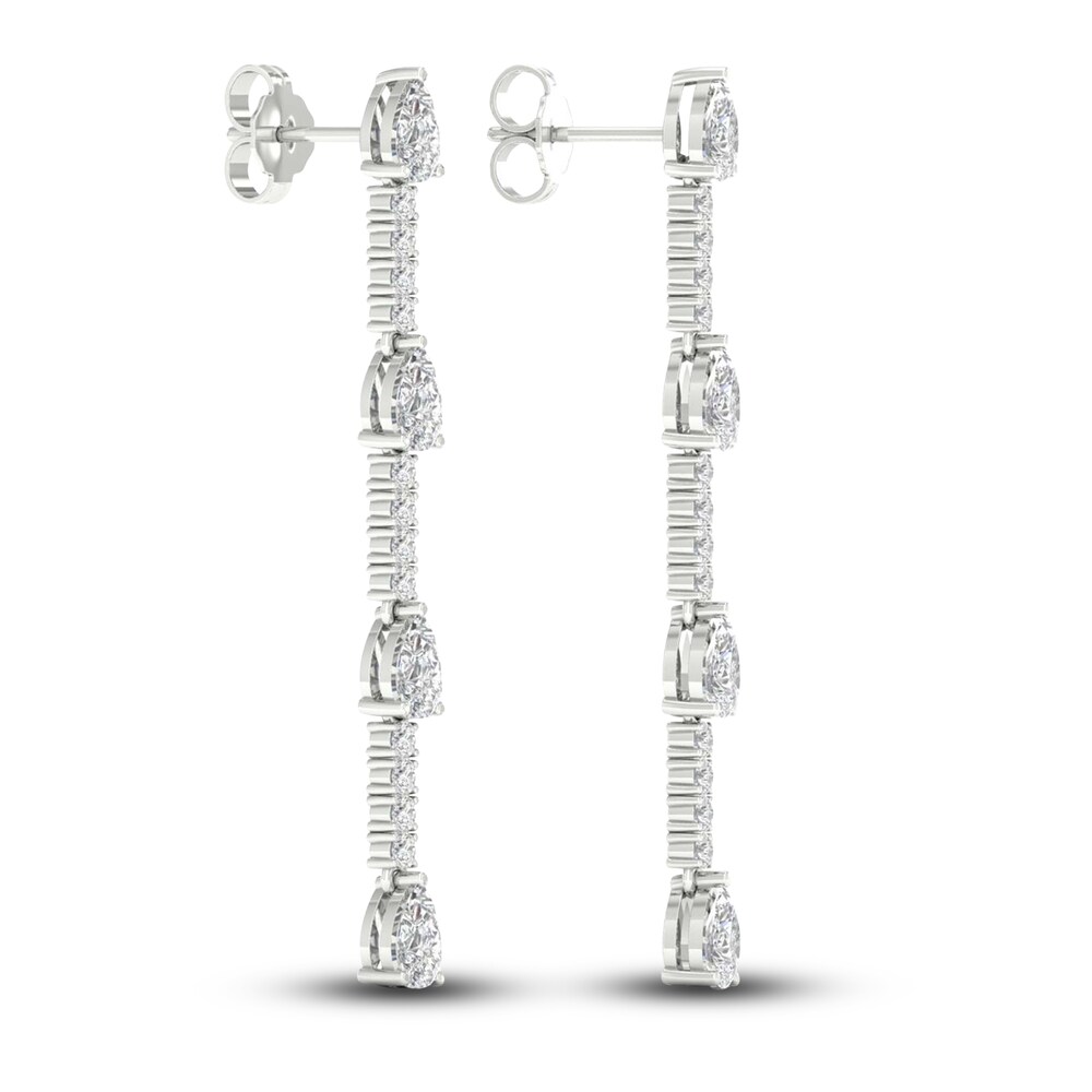 Lab-Created Diamond Drop Earrings 2 ct tw Pear/Round 14K White Gold NWFWAPpV