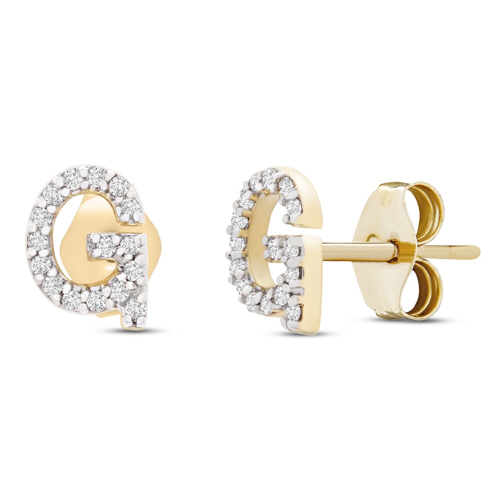 Diamond Letter G Earrings 1/10 ct tw Round 10K Yellow Gold NWdcpZY7