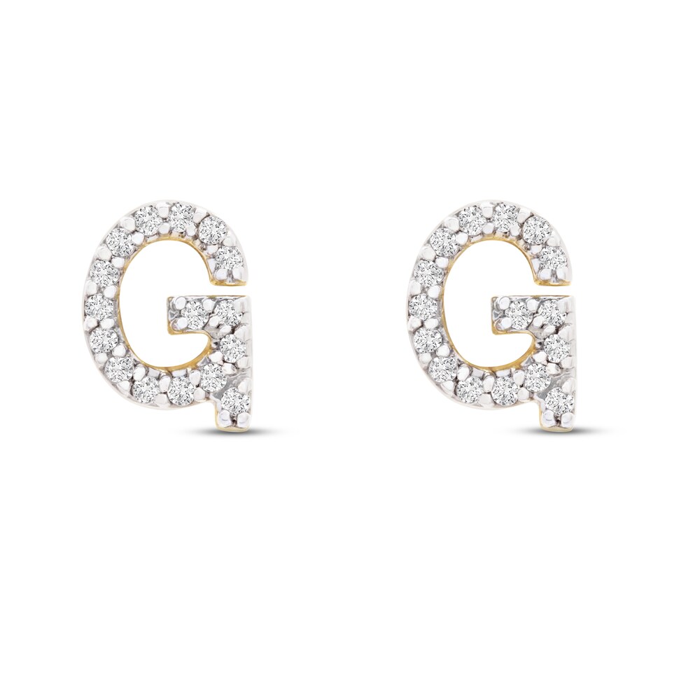 Diamond Letter G Earrings 1/10 ct tw Round 10K Yellow Gold NWdcpZY7