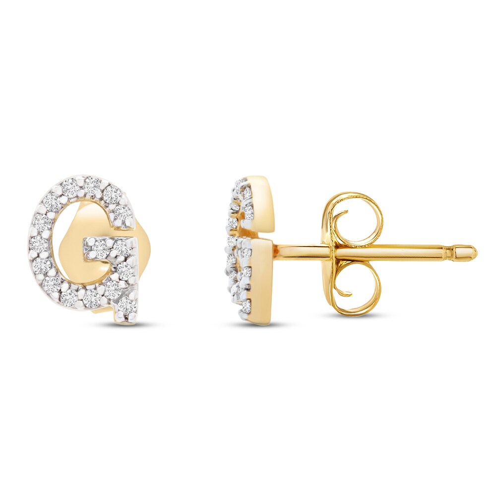 Diamond Letter G Earrings 1/10 ct tw Round 10K Yellow Gold NWdcpZY7