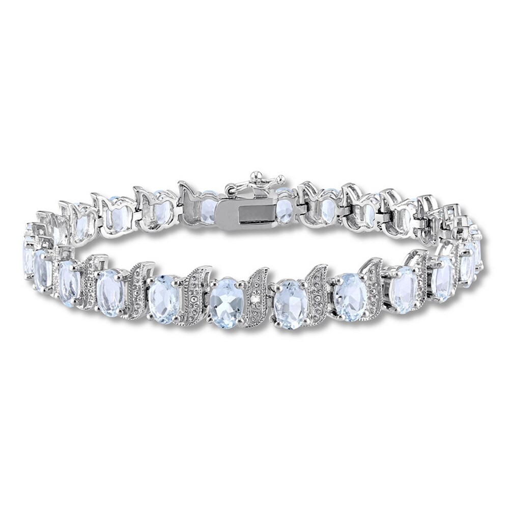 Aquamarine Bracelet Diamond Accents Sterling Silver NWmxJJhh