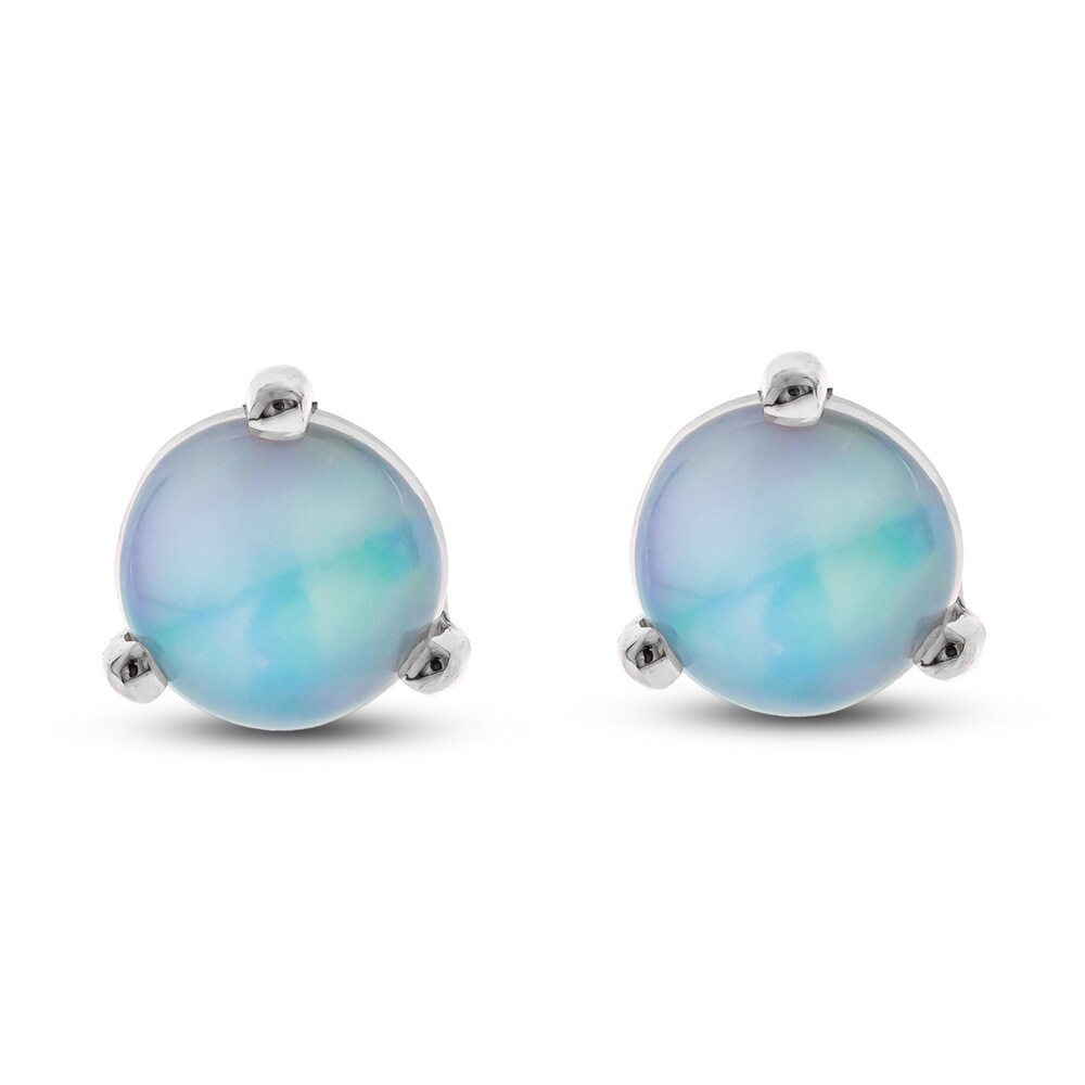 Natural Opal Martini Stud Earrings 14K White Gold NX0jjrBB