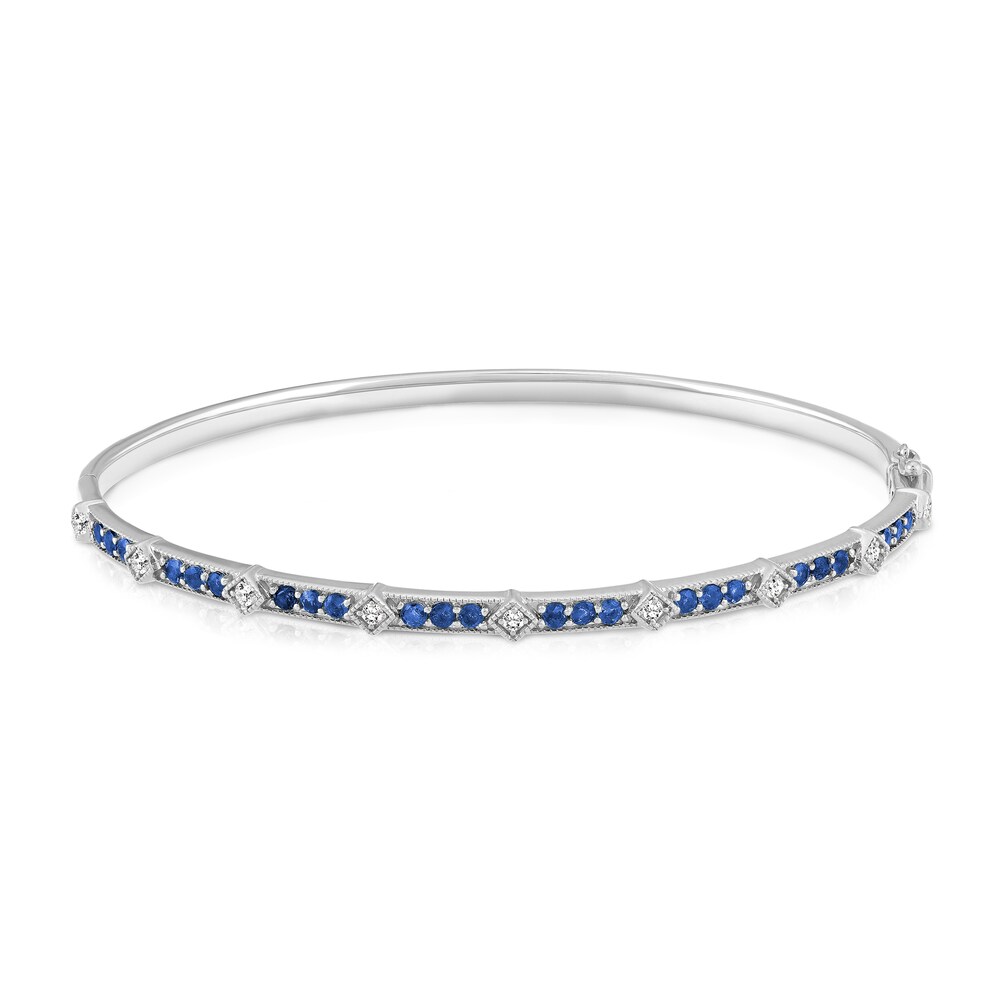 Natural Blue Sapphire Bangle Bracelet 1/5 ct tw Diamonds 14K White Gold NXRvXP2g