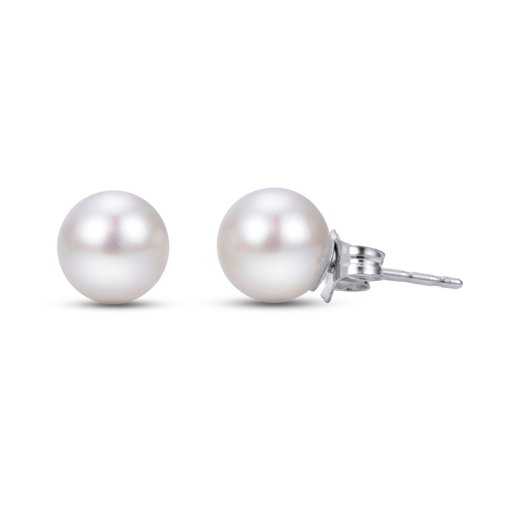 Cultured Akoya Pearl Stud Earrings 14K White Gold NaNTUcEg