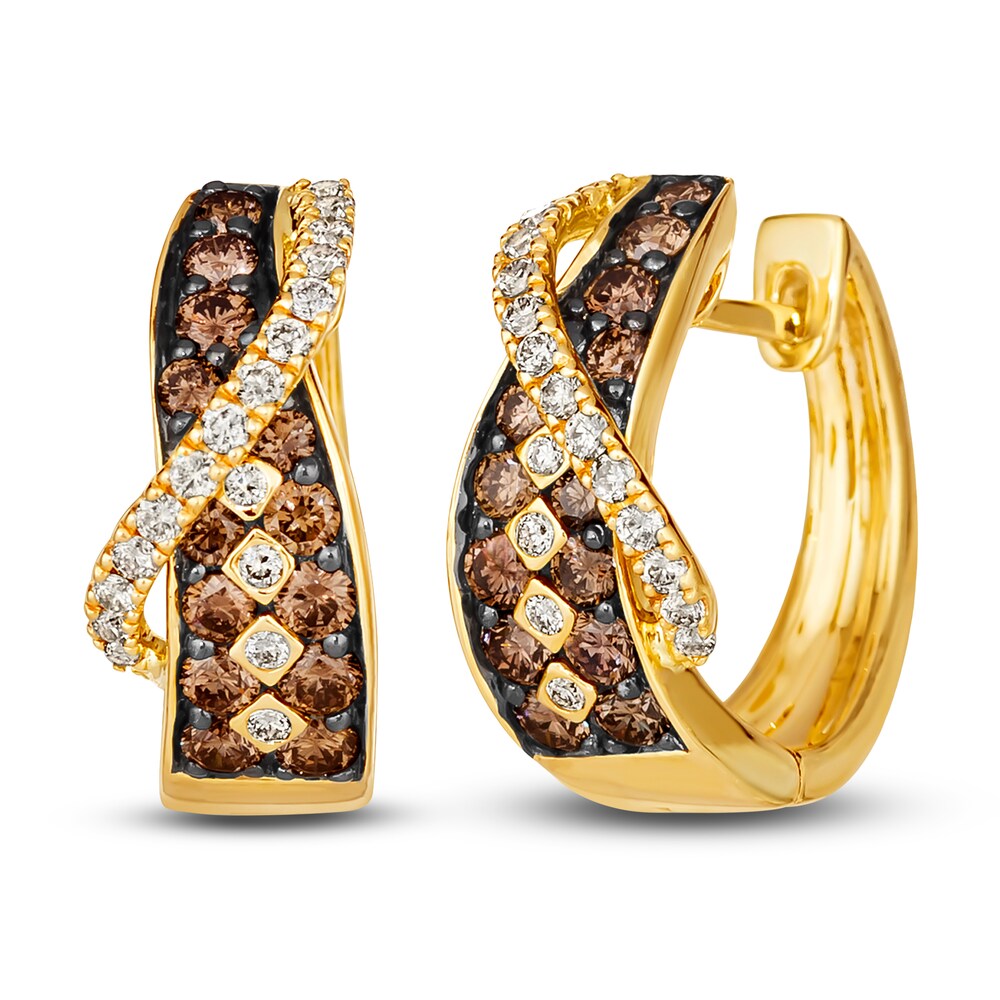 Le Vian Diamond Hoop Earrings 1 ct tw Round 14K Honey Gold NcYGeLdh