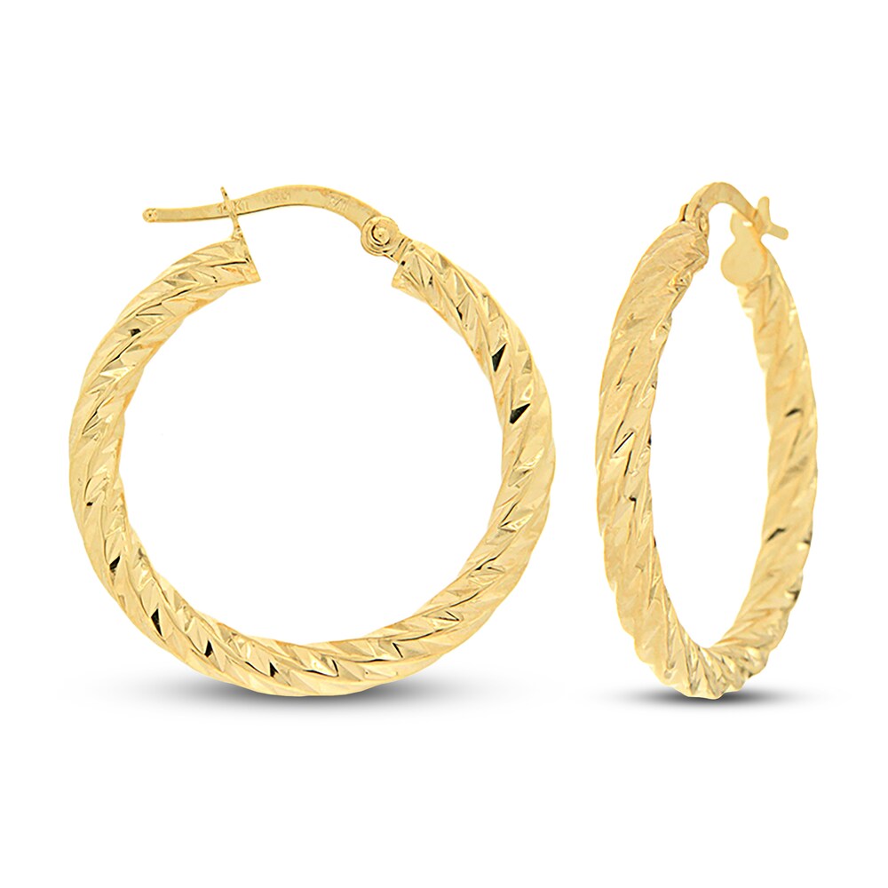 Patterned Hoop Earrings 14K Yellow Gold NhMABhZT