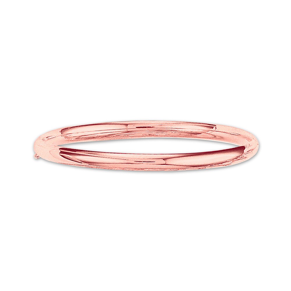 Polished Bangle Bracelet 14K Rose Gold 7" NjWKX4Tf