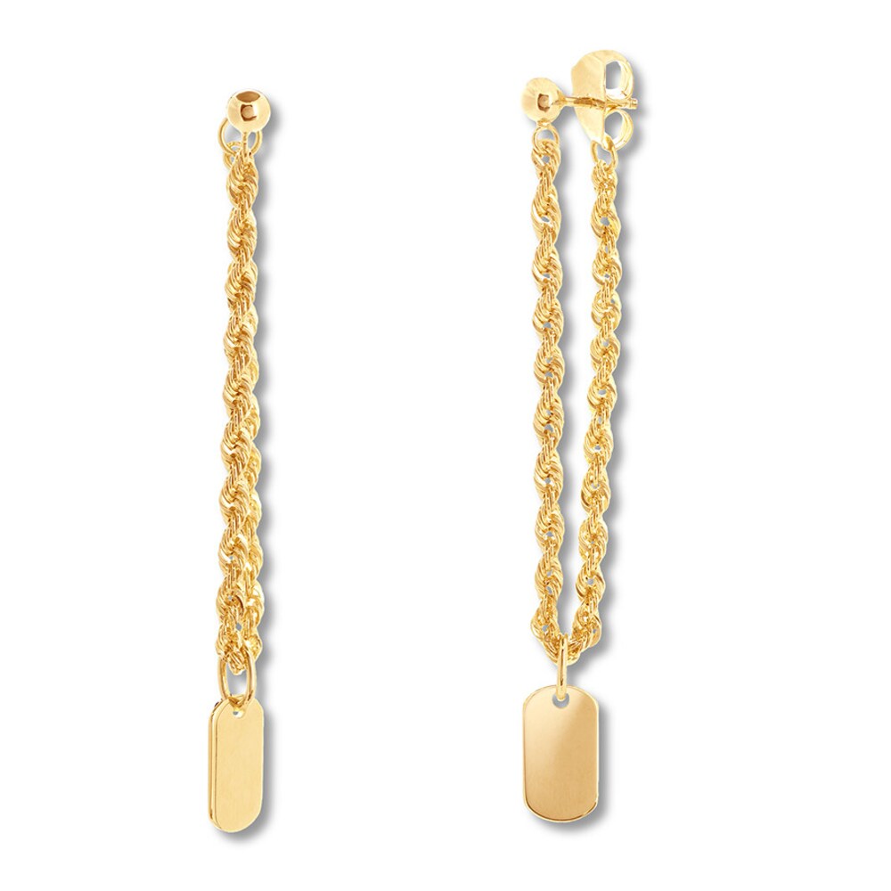 Dogtag Chain Earrings 14K Yellow Gold No4M9vdt
