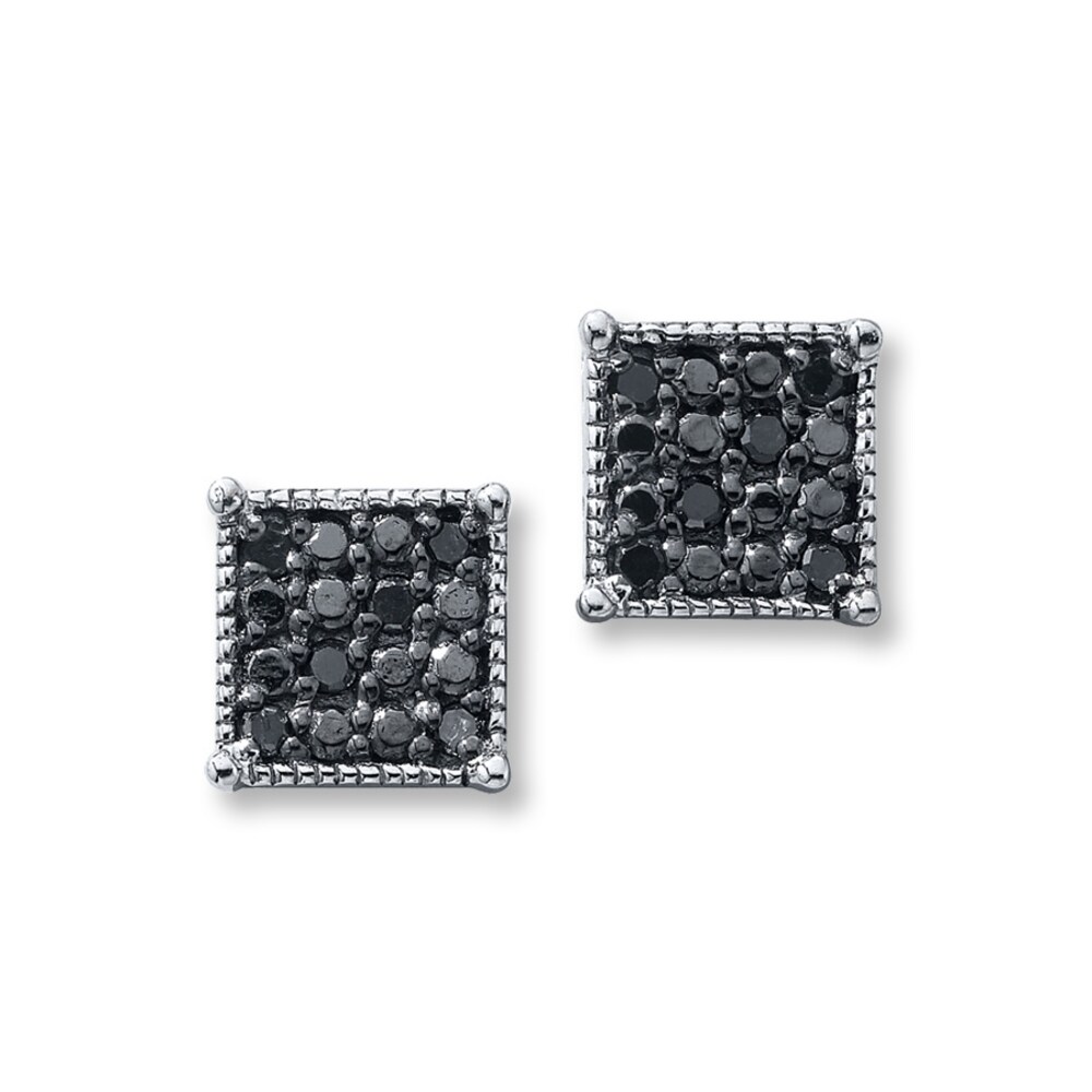 Black Diamond Earrings 1/10 ct tw Round-Cut Sterling Silver Nr7rnmnZ