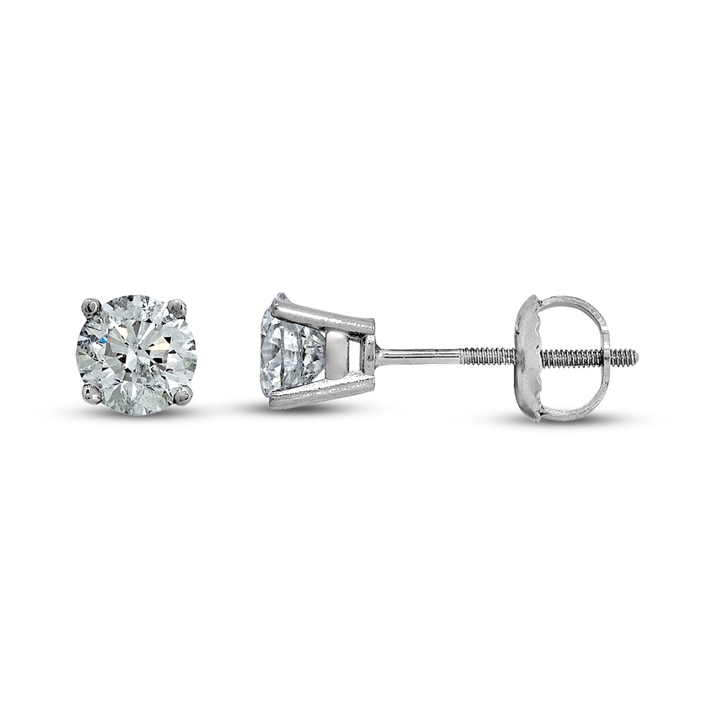 Certified Diamond Solitaire Earrings 1/2 ct tw Round 14K White Gold (I1/I) O5fcJSBt