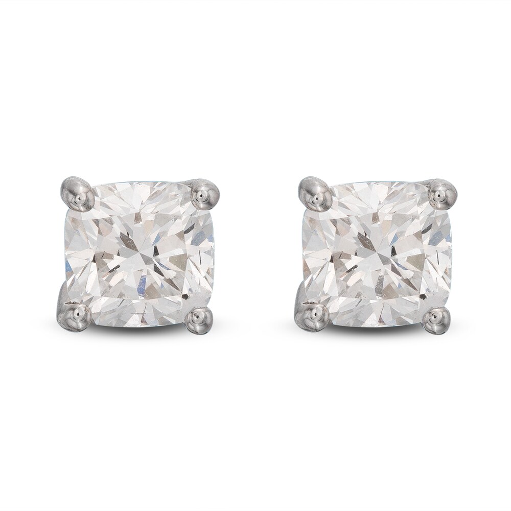 Lab-Created Diamond Solitaire Stud Earrings 1 ct tw Cushion 14K White Gold (SI2/F) O6SPFjKh