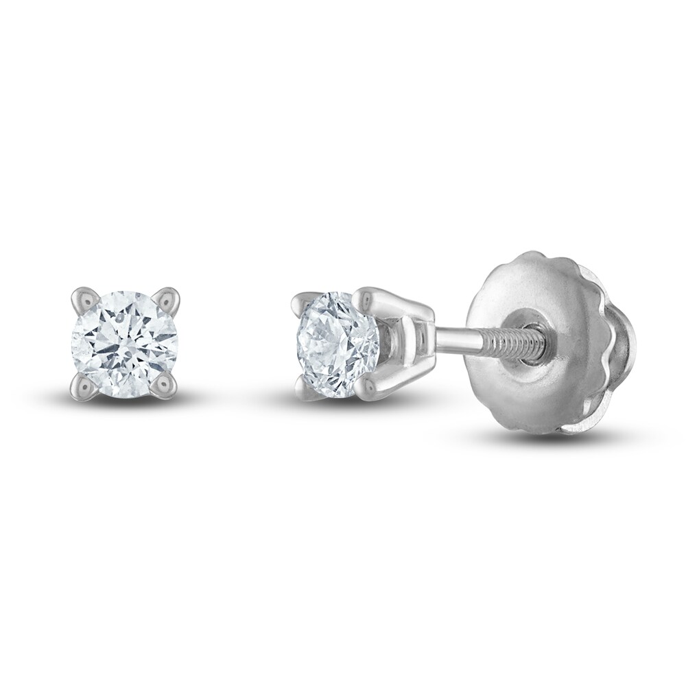 Certified Diamond Solitaire Stud Earrings 1/10 ct tw Round 14K White Gold (I/I1) O92IOEAR