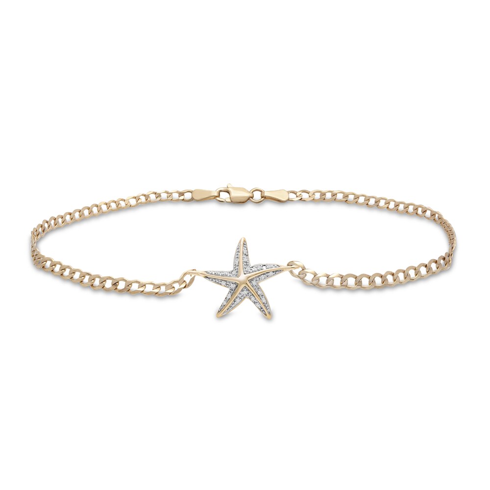 Starfish Anklet 1/20 ct tw Diamonds 10K Yellow Gold O9Sol6eu