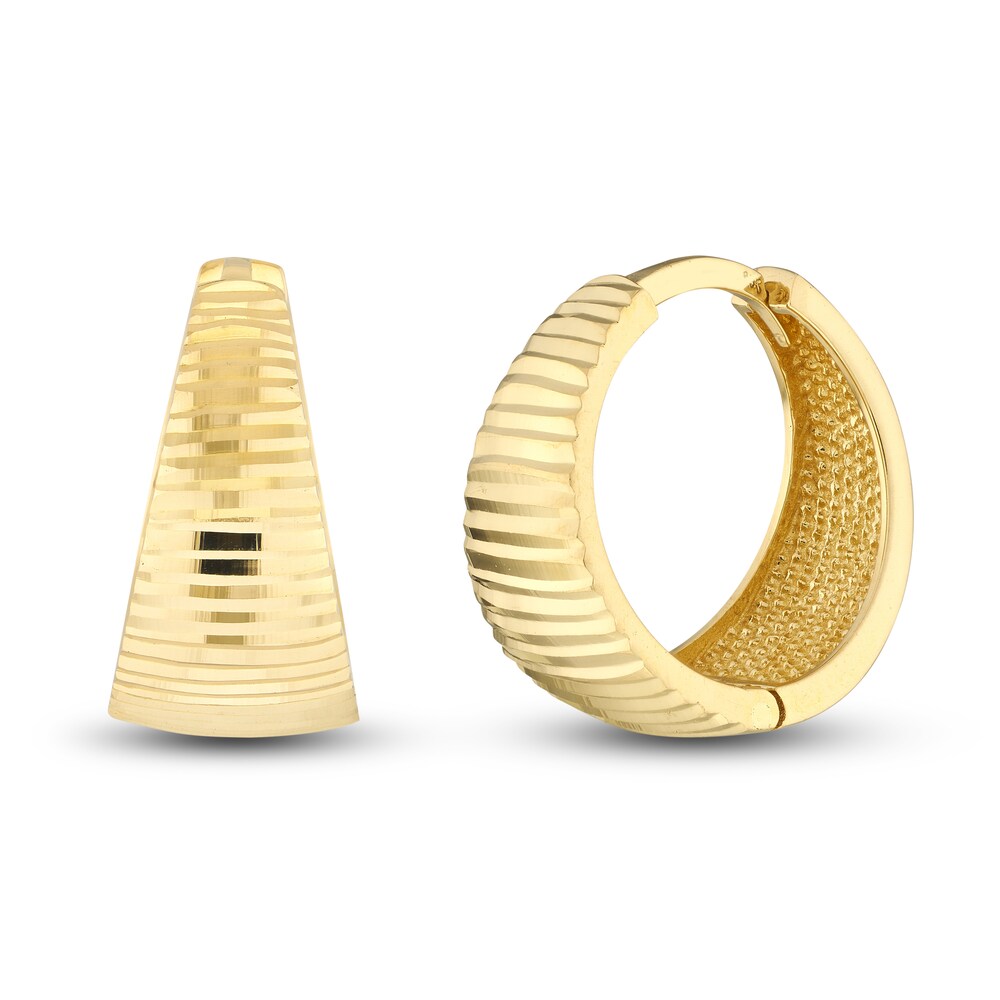 Diamond-Cut Tapered Huggie Earrings 14K Yellow Gold OA0K4eI0