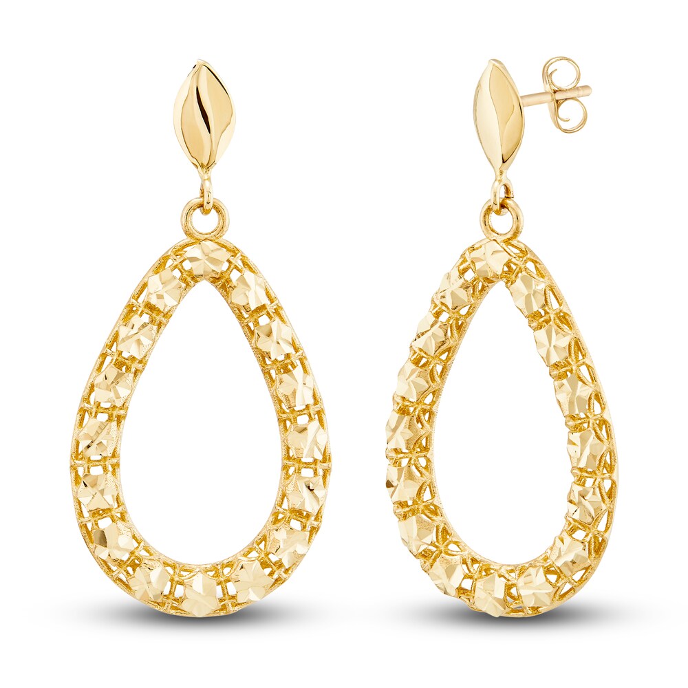 Italia D'Oro Diamond-Cut Pear Tube Drop Earrings 14K Yellow Gold OBJwI4X2