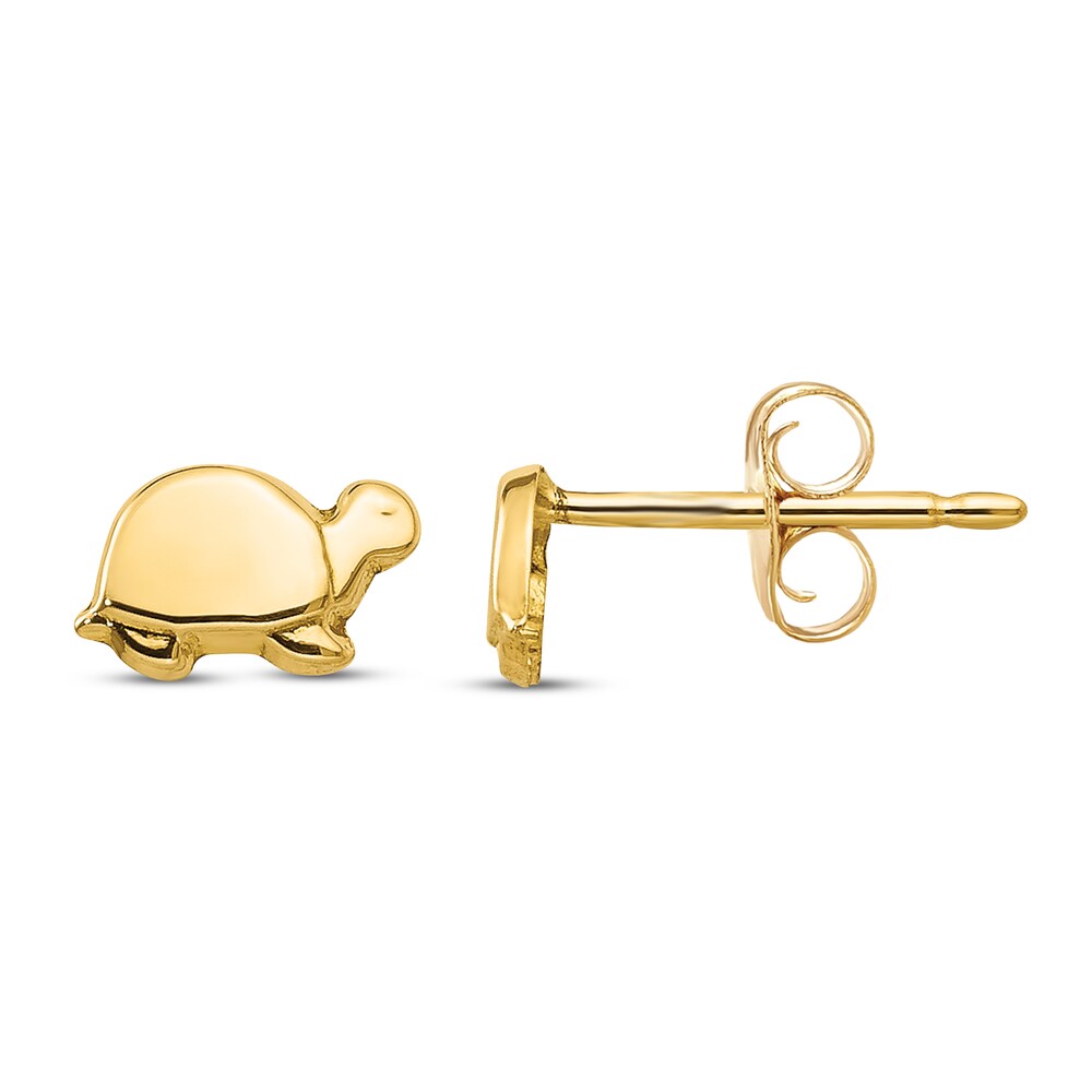 Mini Turtle Earrings 14K Yellow Gold OHZH9ERk