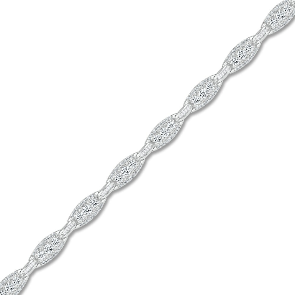 Diamond Bracelet 3 ct tw Round/Baguette 14K White Gold OHahBGYD