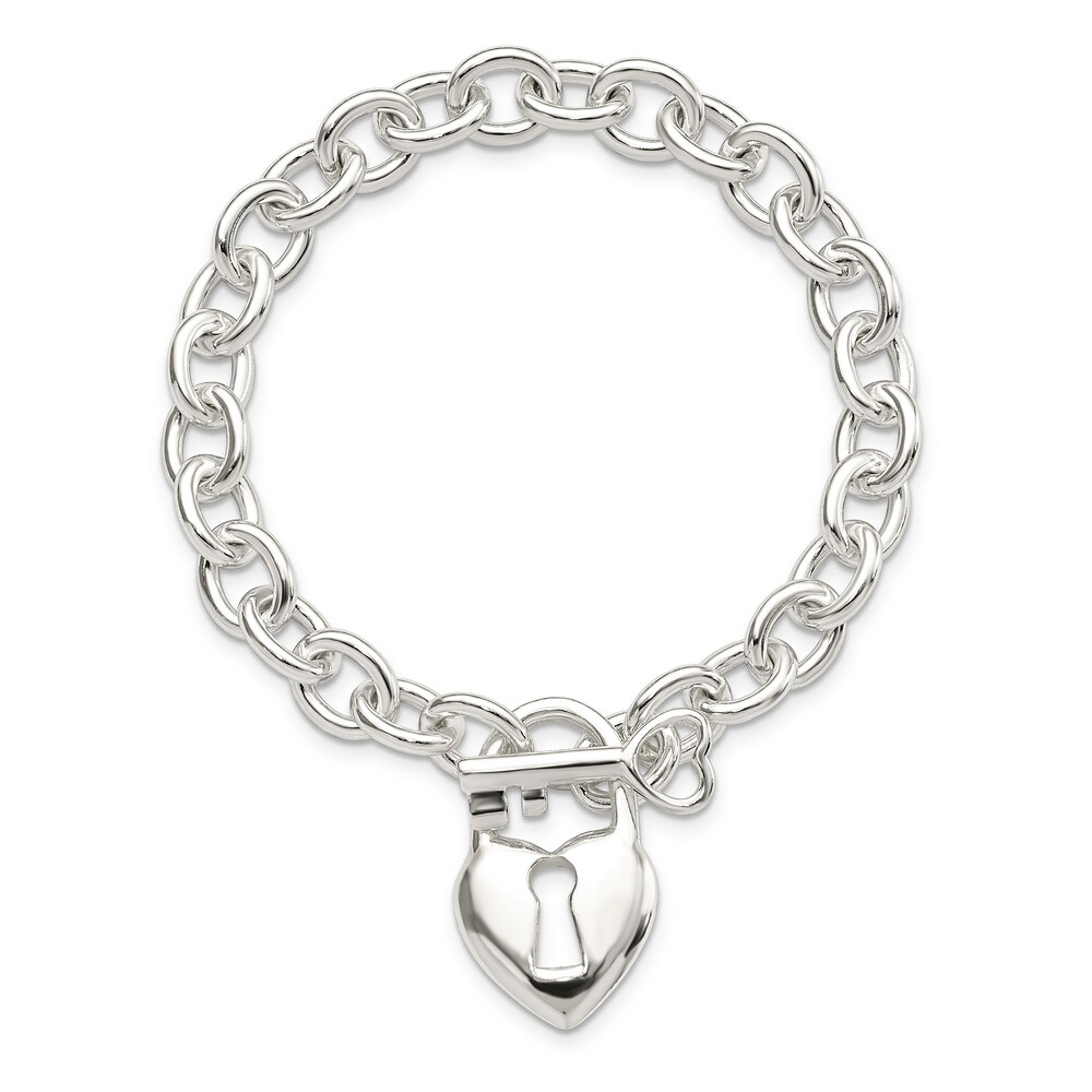 Heart and Key Bracelet Sterling Silver OTVzFyBK