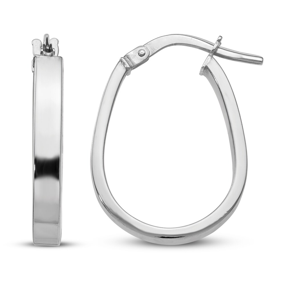 U-Shape Hoop Earrings 14K White Gold OTnflZmL