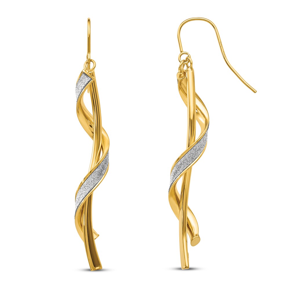 Glitter Infused Spiral Dangle Earrings 14K Yellow Gold OUfGKhXk