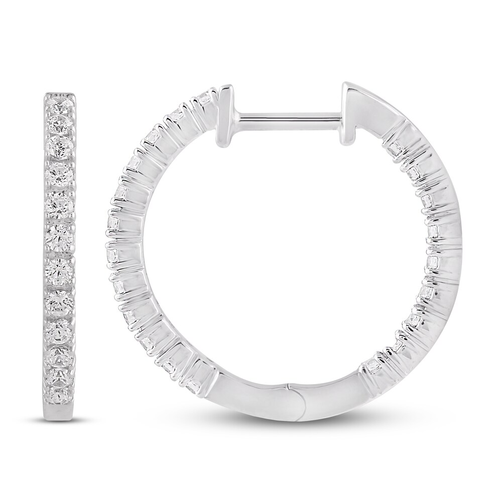 Diamond Hoop Earrings 1/2 ct tw Round 10K White Gold OXmBLALY
