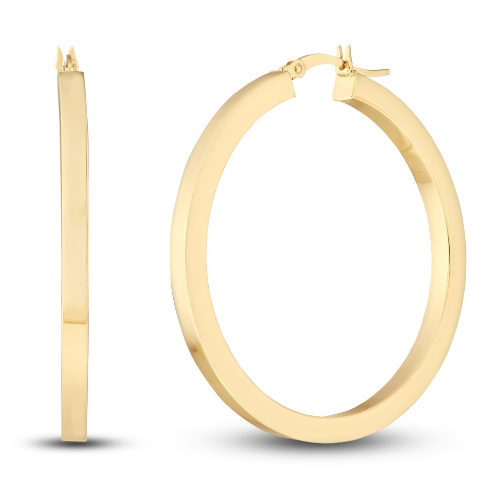 Polished Square Hoop Earrings 14K Yellow Gold 40mm OYWD6pWe