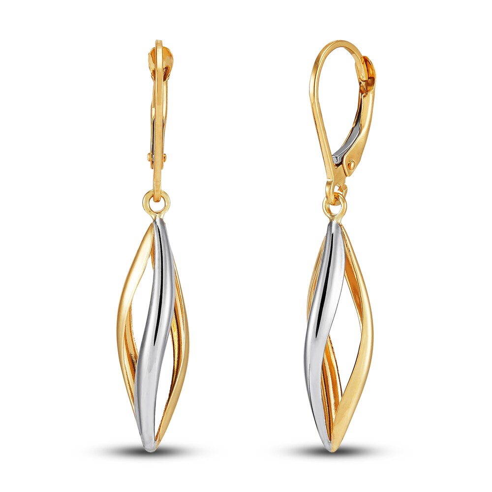 Marquise Swirl Drop Earrings 14K Two-Tone Gold OYZrMQT6