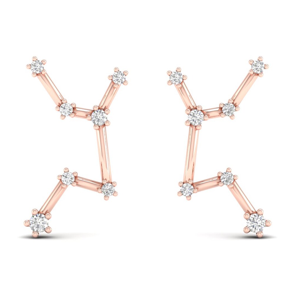 Diamond Virgo Constellation Earrings 1/8 ct tw Round 14K Rose Gold OYpLLqkM