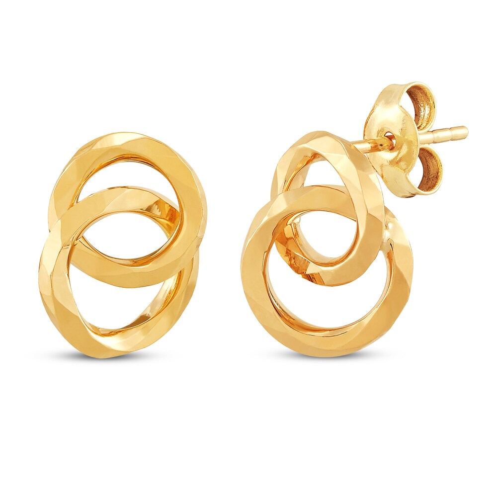 Open Interlocking Circle Stud Earrings 10K Yellow Gold OeLAe2cU