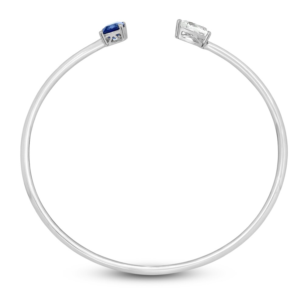 Lab-Created Blue Sapphire & Lab-Created White Sapphire Bangle Bracelet 10K White Gold/Stainless Steel Of8iOMT0