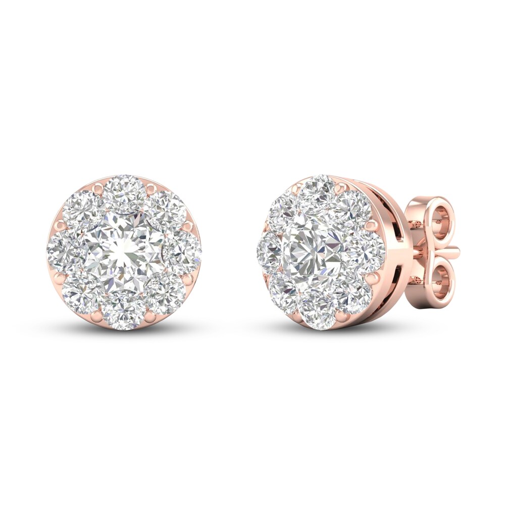 Diamond Stud Earrings 1 ct tw Round 14K Rose Gold OmmLGOdx