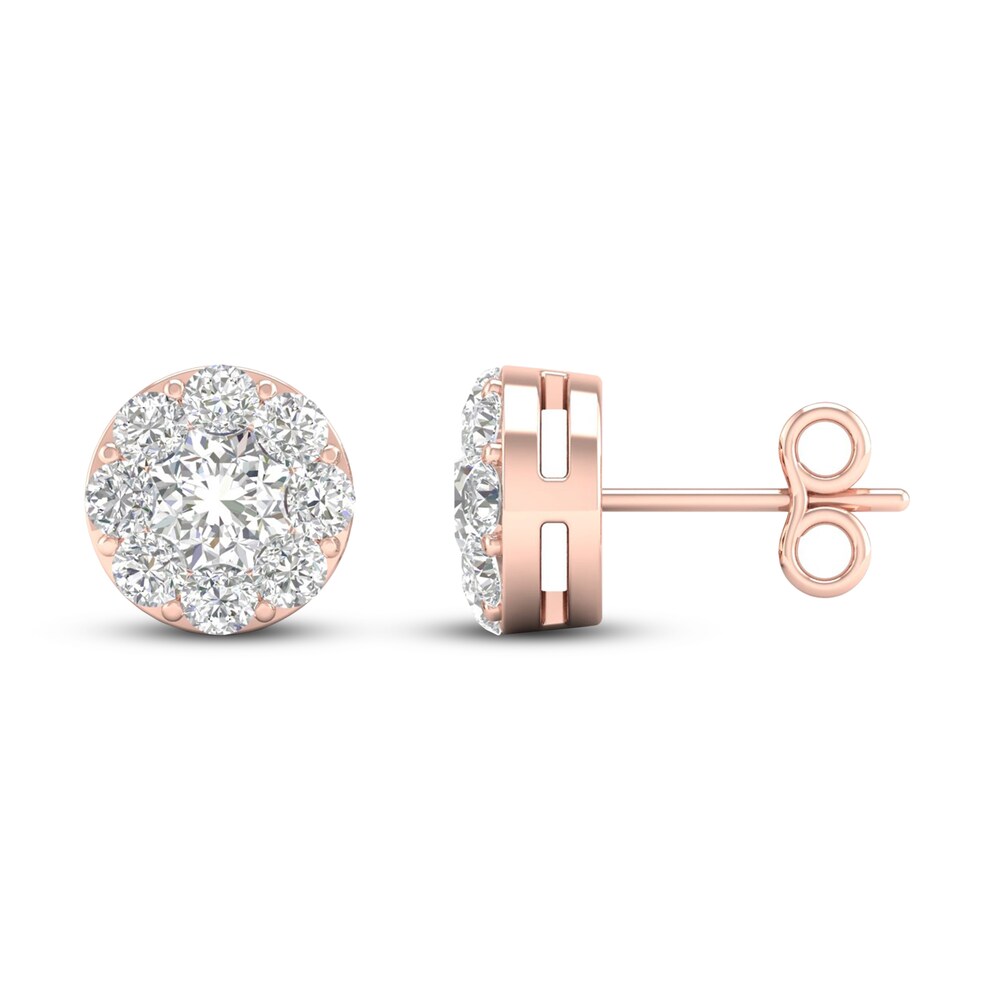 Diamond Stud Earrings 1 ct tw Round 14K Rose Gold OmmLGOdx