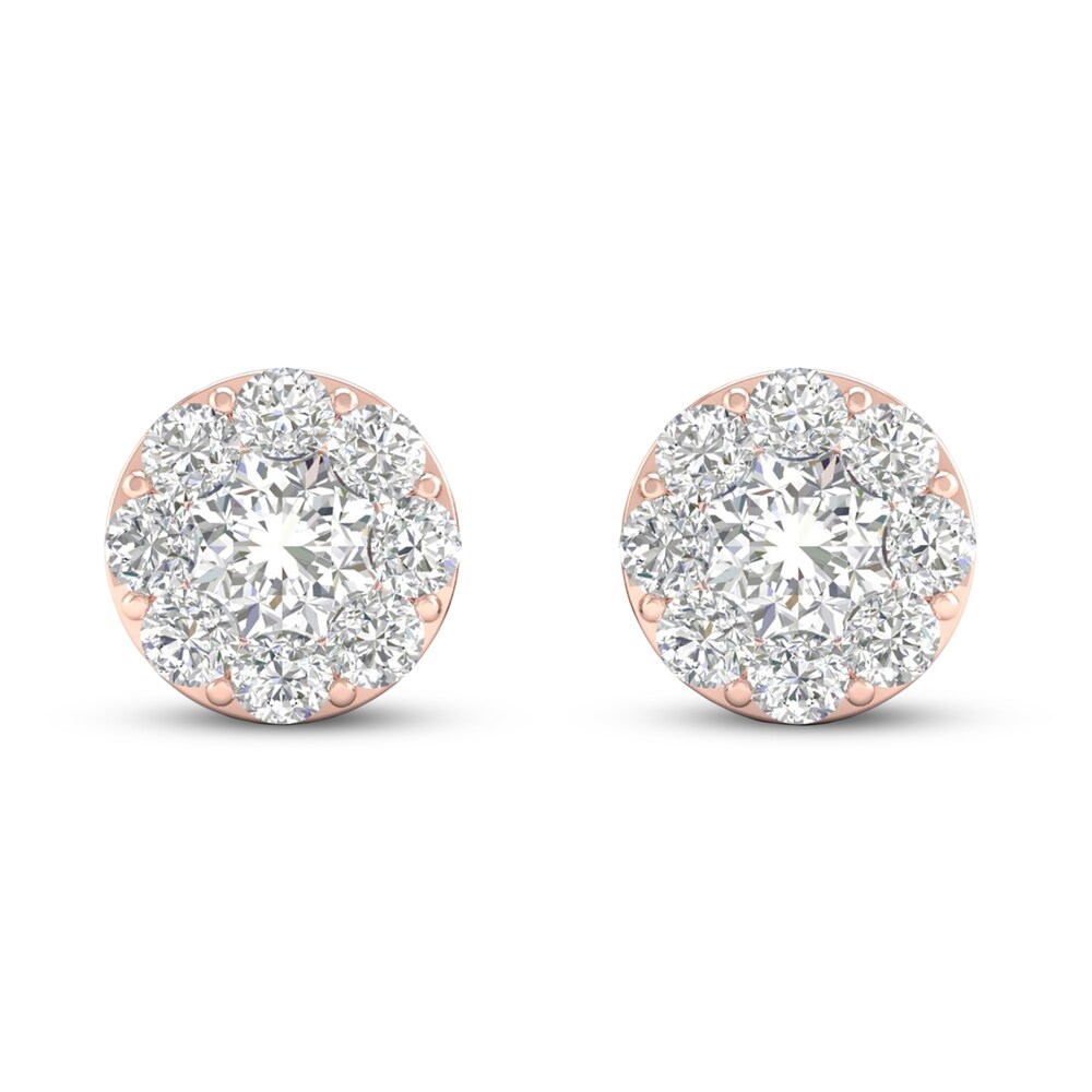 Diamond Stud Earrings 1 ct tw Round 14K Rose Gold OmmLGOdx