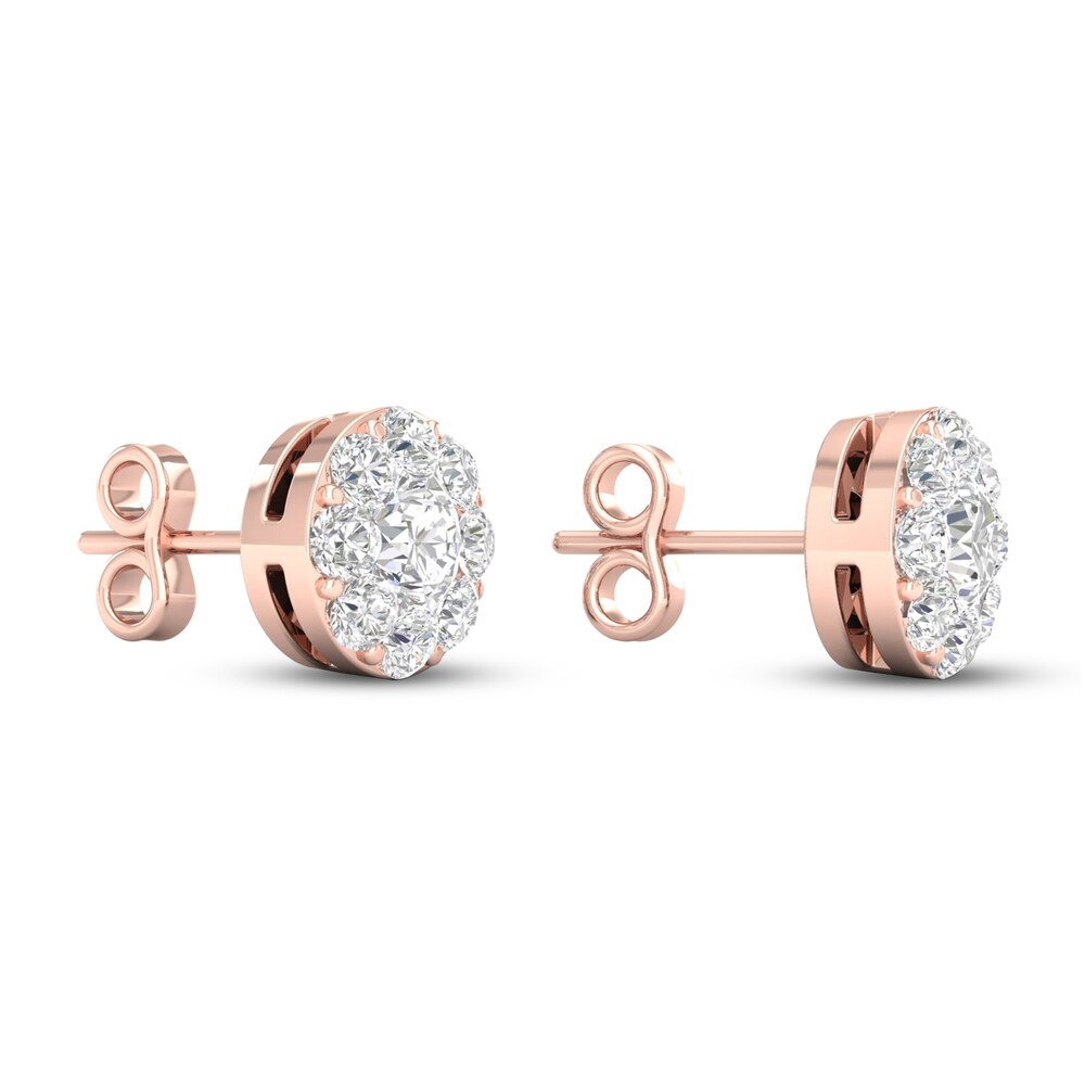 Diamond Stud Earrings 1 ct tw Round 14K Rose Gold OmmLGOdx