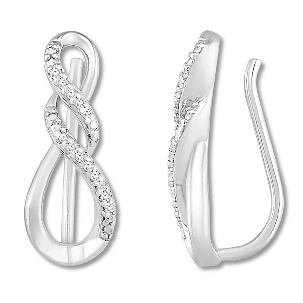 Infinity Earring Climbers 1/20 ct tw Diamonds Sterling Silver OszORGCN