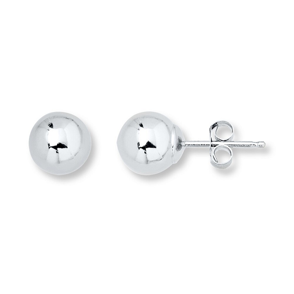 Ball Stud Earrings 6mm 14K White Gold Owa2knkA