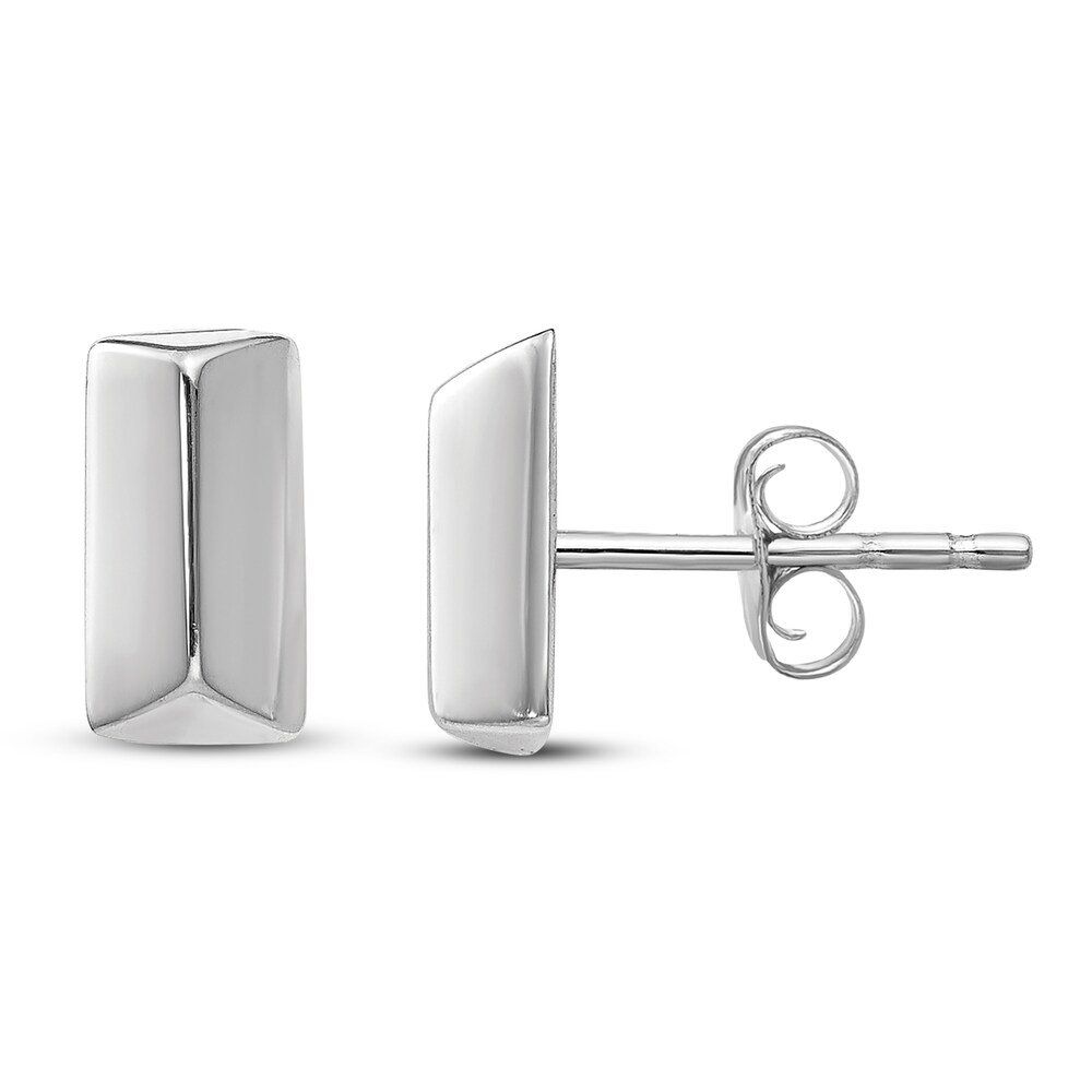 Fancy Bar Stud Earrings 14K White Gold P1KBtJjf