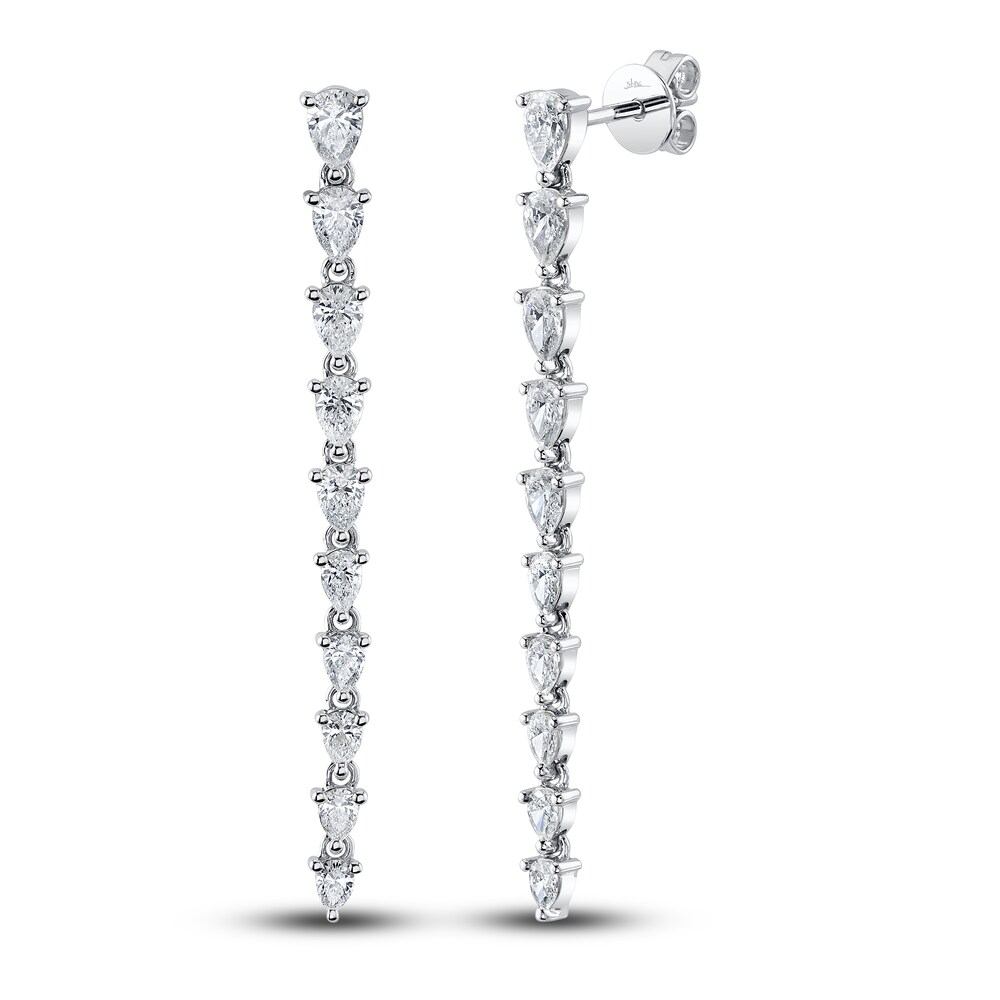 Shy Creation Diamond Dangle Earrings 1-5/8 ct tw Pear 14K White Gold SC55024441V2 P1rLsc3n