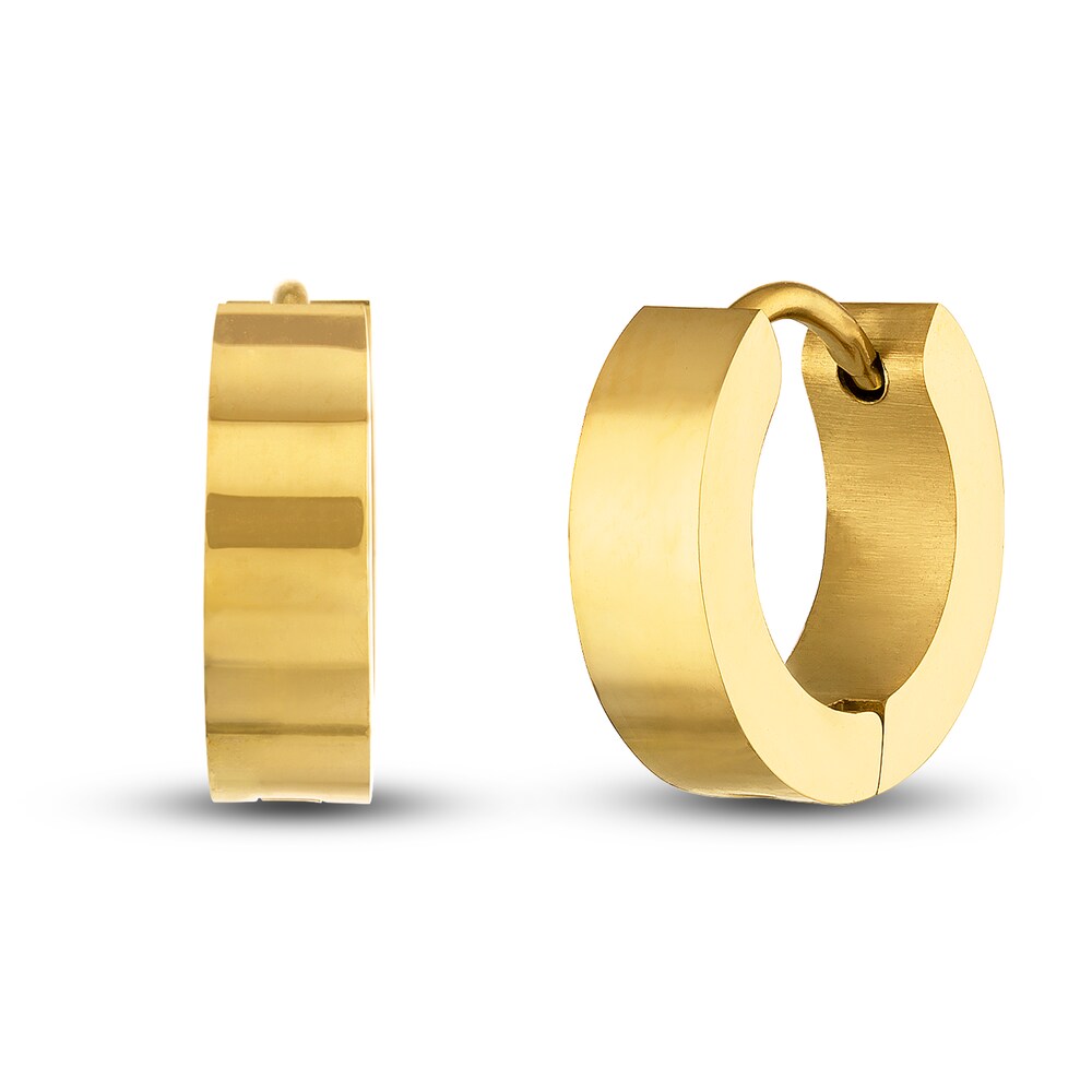 Huggie Earrings Gold Ion-Plated Stainless Steel 15mm P5VFx27i