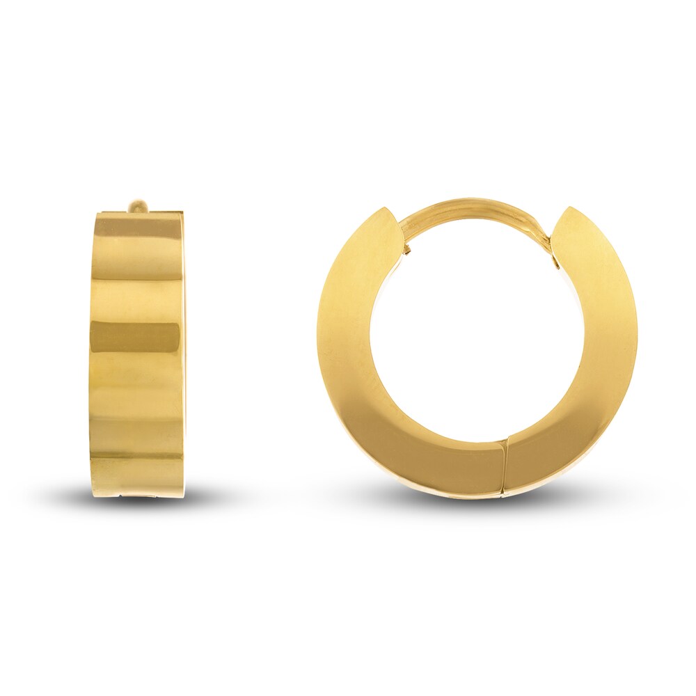 Huggie Earrings Gold Ion-Plated Stainless Steel 15mm P5VFx27i