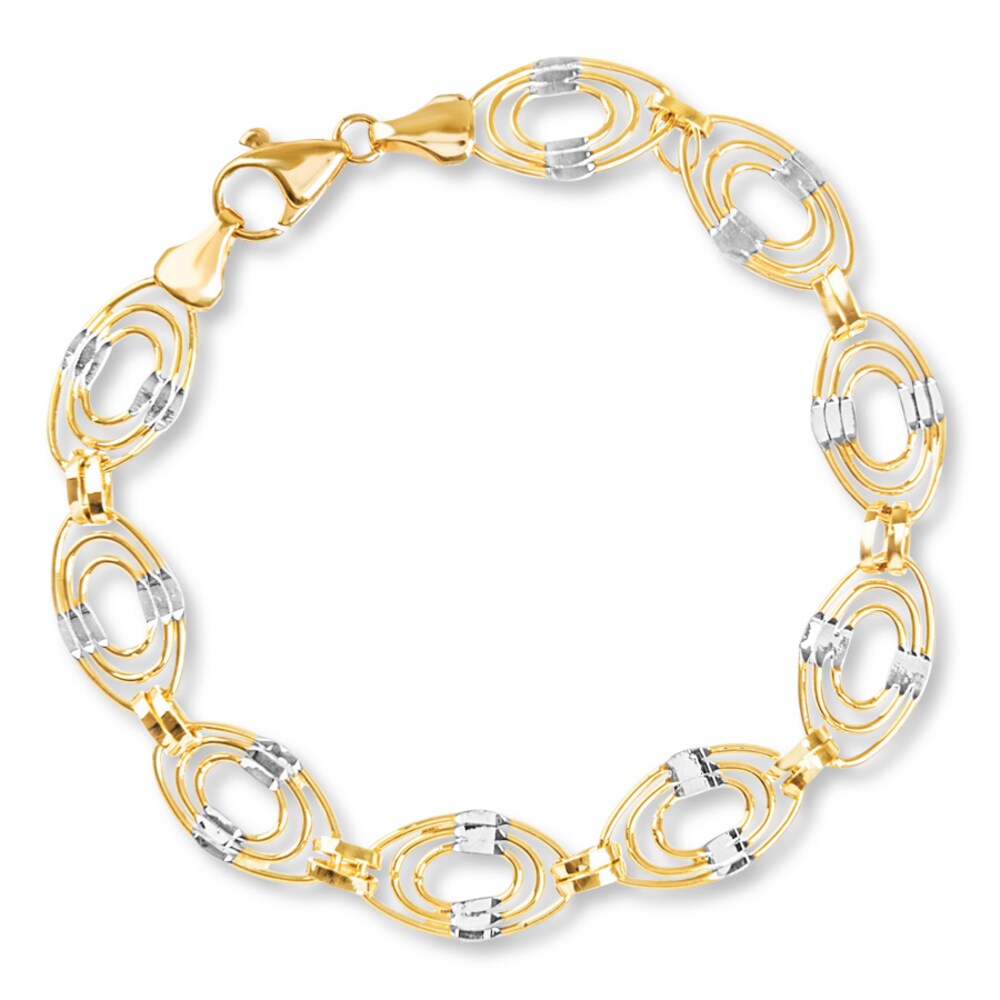 Concentric Link Bracelet 14K Two-Tone Gold 8" Length P6txec1T