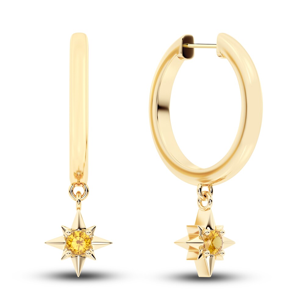 Juliette Maison Natural Citrine Starburst Hoops 10K Yellow Gold PBA68FV4