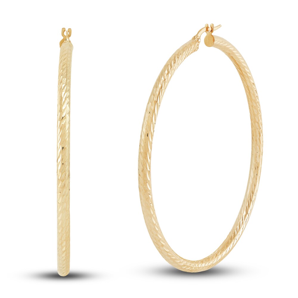 Tube Hoop Earrings 10K Yellow Gold 50mm PJH4oKT1