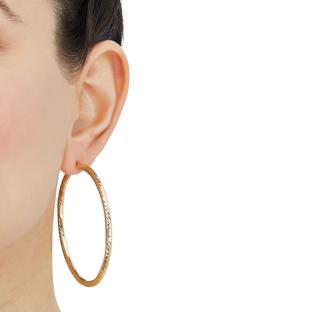 Tube Hoop Earrings 10K Yellow Gold 50mm PJH4oKT1