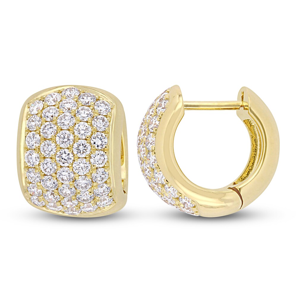 Diamond Huggie Hoop Earrings 2 ct tw Round 14K Yellow Gold PVj77mcm