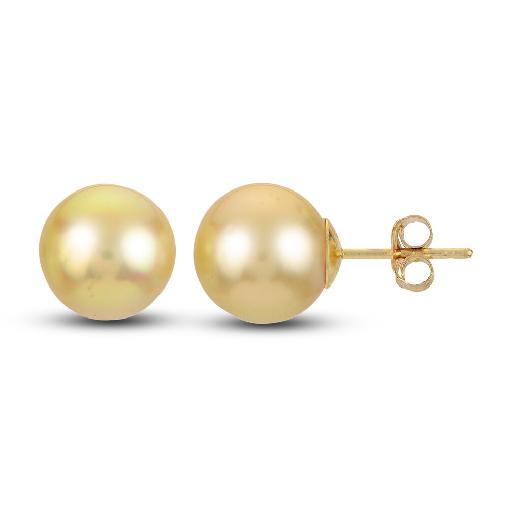 Cultured South Sea Golden Pearl Stud Earrings 14K Yellow Gold PW0tdzvD
