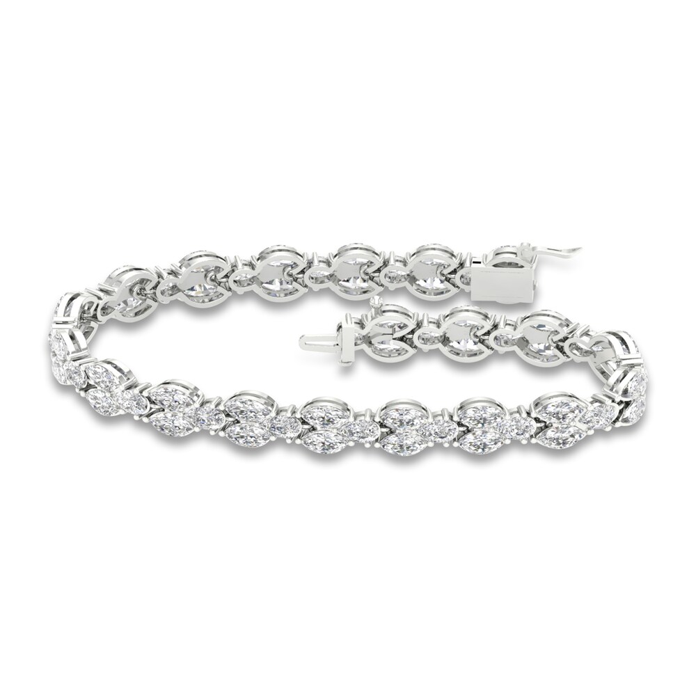 Lab-Created Diamond Bracelet 12 ct tw Pear/Marquise 14K White Gold 7.25" PX5BGFko