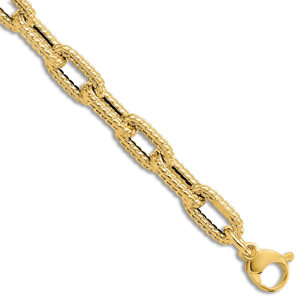 Textured Link Chain Bracelet 14K Yellow Gold 7.5" PeGPDZvp