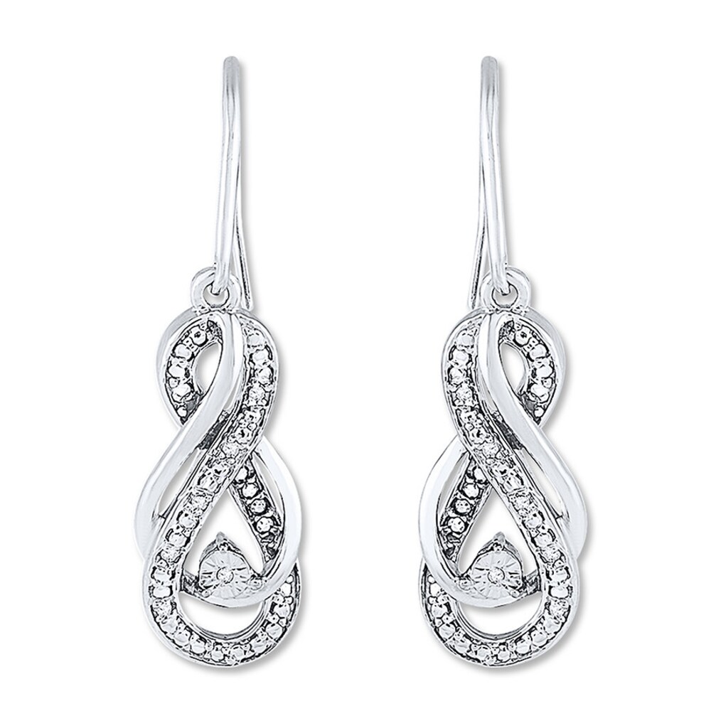 Diamond Infinity Earrings 1/15 ct tw Round-cut Sterling Silver PhSgS9BP