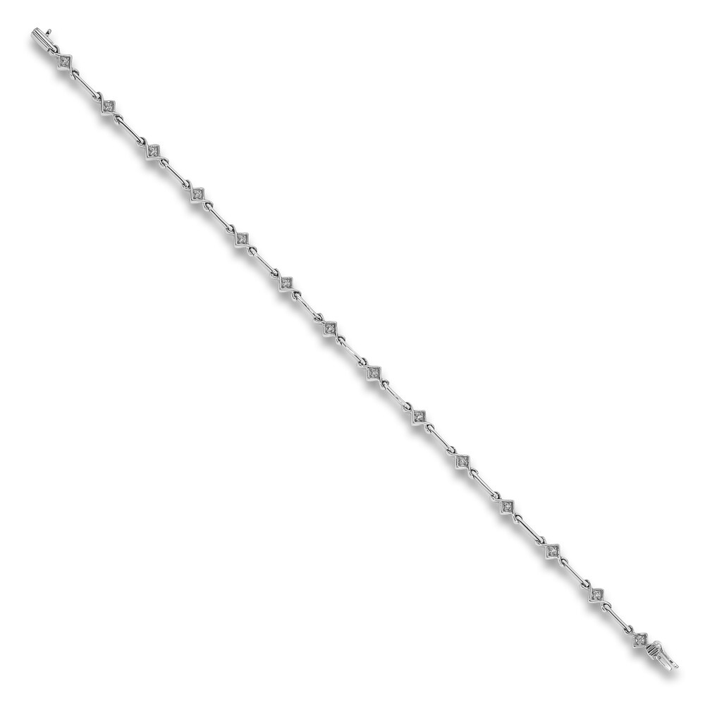 Diamond Bracelet 1/8 ct tw Round 14K White Gold 7.5\" PkdtfG86